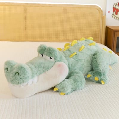 Oreiller de couchage en forme de crocodile pour filles, jouets en peluche, grande poupée de chiffon, mignon et apaisant, cadeau pour garçon 90cm