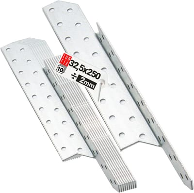 LUN FIX - Sparrenpfettenanker - Verzinkt - 32x250mm - 10 stuks - Schwerlast-Winkelverbinder