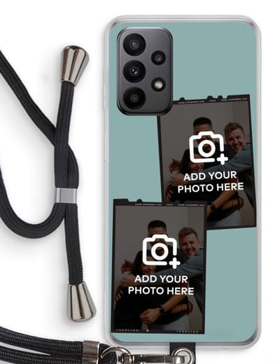 Gepersonaliseerd - Case Company® - Hoesje met koord geschikt voor Samsung Galaxy A23 hoesje met Koord - Polaroid Zwart - Telefoonhoesje met Zwart Koord - Bescherming aan alle Kanten en Over de Schermrand