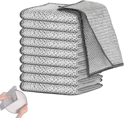 Set van 10 Multifunctionele Keukenhanddoeken, Dubbele Laag, Herbruikbaar, Voor Schoonmaken van Tafelbladen, Afzuigkappen en Keukenoppervlakken