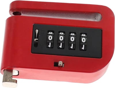 Schijfremslot Combinatie - Fiets Beveiliging - Voertuig Beveiligen - Vier Cijfer Systeem - 9 x 22 cm - Rood