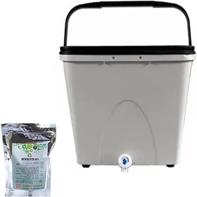 Compostbak Buiten - Composter Keuken - Voedselafval Verwerken - Met Kraan Deksel - 28L - Wit