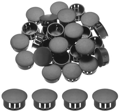 Zwarte kunststof doppen voor gatenpaneel - 64 stuks 19 mm (3/4 inch)