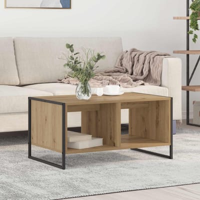 vidaXL - Salontafel - Ambachtelijk - Eiken - 80 - x - 50 - x - 40 - cm - Bewerkt - hout