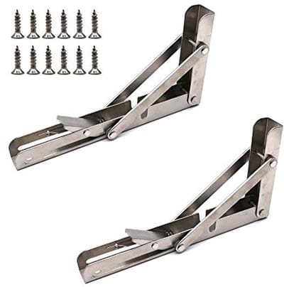 Set van 2 opklapbare plankbeugels 8 Inch voor kleine ruimtes