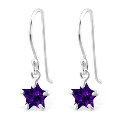Aramat Jewels | Oorhangers | Zilveren Ster Oorhangers met Zirkonia | Rood | |8mm | Zilver | Kinderen | Verkleurd niet