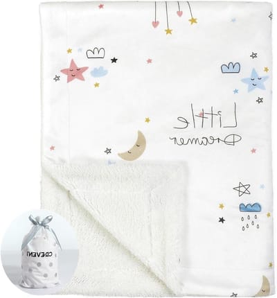 Zachte Babydeken van Mink met Sherpa-Achterkant en Geschenkverpakking - Ideaal voor Pasgeboren Baby, Peuter en Kinderwagen - 75x100cm