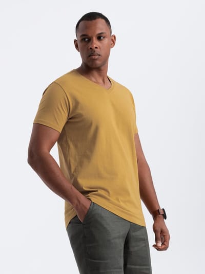 OMBRE T-shirt - Regular Fit - Katoen - Korte Mouw Mosterd S