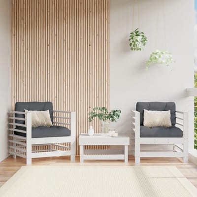 vidaXL - Tuinstoelen - 2 - st - massief - grenenhout - wit