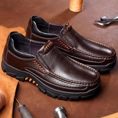 Chaussures Décontractées Confortables en Cuir Véritable pour Homme Baskets Mode Rétro Souples Extérieur Chaussures de Marche pour Homme 40 marron