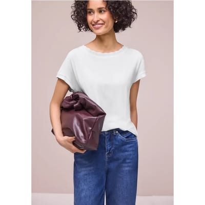 Shirt met ronde hals en decoratieve tape