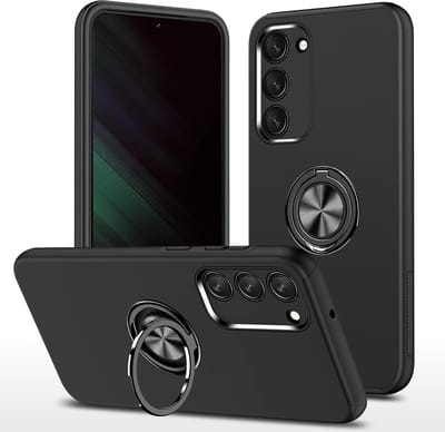 Telefoonhoesje Met Vingerring & Magneet voor Telefoohouders - Hoesje Geschikt voor: Samsung Galaxy S23 - Anti-drop harde cover - Zwart