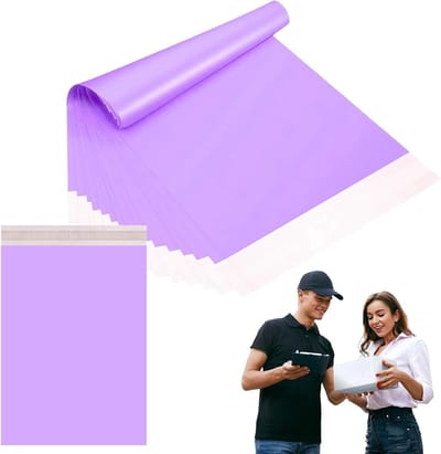 10 Stuks Paarse Translucente Verzendzakken 38x52cm voor Kleding, Zelfklevende Poly Zak, Sterke Verpakking voor Verzending van Kleding en Accessoires