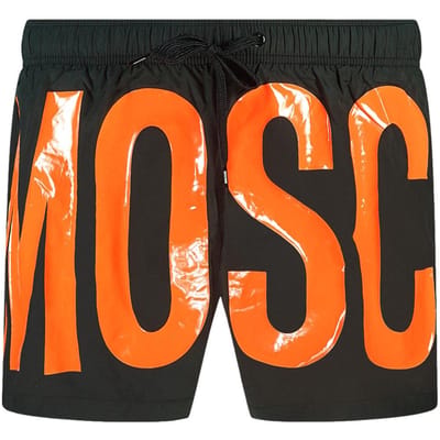 Moschino Heren Logo Zwemshort (Oranje/zwart)