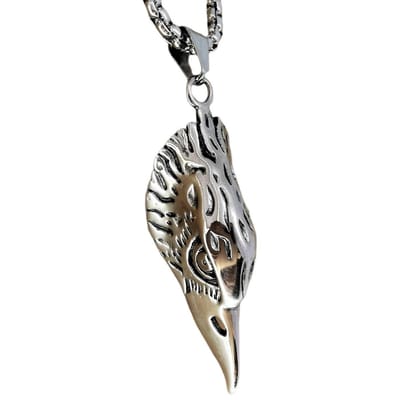 Stoer edelstaal hanger Adelaar kop in 3D met bijpassende rolo grove ketting,