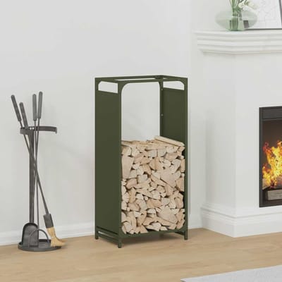 vidaXL - Brandhoutrek - 44x28x90 - cm - koudgewalst - staal - olijfgroen