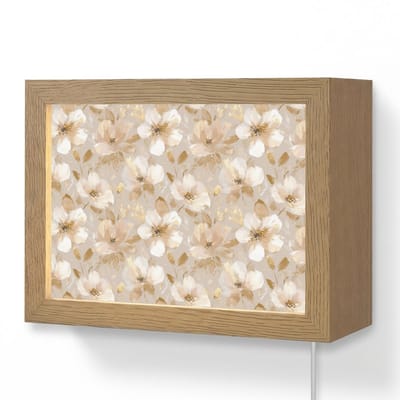 Wandlamp 20x15 cm - Oplaadbaar - Bloemen - artistiek - Goud - Wandlampen binnen woonkamer - Slaapkamer lamp met kabel - Decoratieve nachtlamp - Vloerlamp snoer