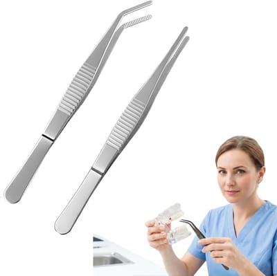 Pincet set - Roestvrij staal - Nauwkeurig handwerk - Antislip gekarteld ontwerp - 14 cm - Zilverkleurig
