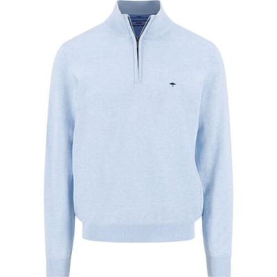 Fynch Hatton - Half zip trui - Heren - L - Licht blauw - Katoen - 1613-215