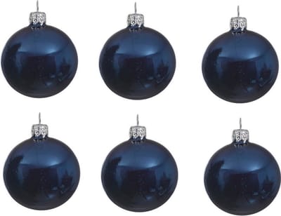 Decoris kerstballen - 6x st - donkerblauw - D8 cm - glas - kerstversiering
