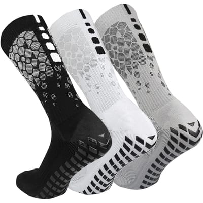 3 paires de chaussettes de football antidérapantes pour hommes et femmes, chaussettes de sport respirantes avec pinces pour Set E