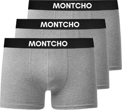 MONTCHO - Essence Series - Boxershort Heren - Onderbroeken heren - Boxershorts - Heren ondergoed - Valentijn Cadeautje voor Hem - 3 Pack - Grijs - Heren - Maat S