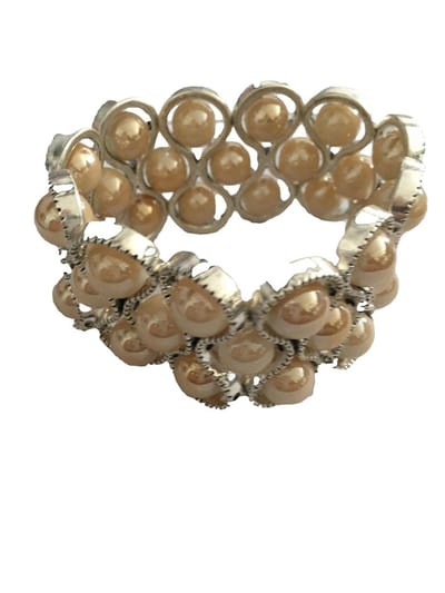 Petra's Sieradenwereld - Armband infinity met goudkleurige ijsparels (37)