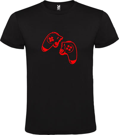 Zwart T-shirt ‘Game Controller’ Rood Maat XS