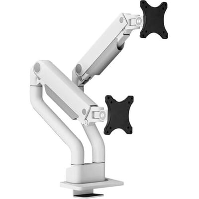 Neomounts NEXT One DS70S-950WH2 Monitorarm 2 schermen - 17-35" - 1-18 kg/scherm (curved 15 kg/scherm) - gasveer - 180°-stop - Topfix - Easy Install-model - 100% plasticvrije verpakking - wit