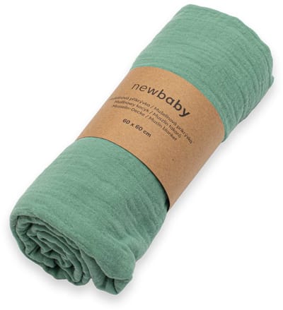 New Baby mousseline deken 60x60 cm groen - Babydeken