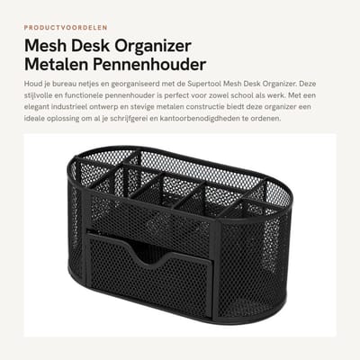 Dailygoods- Bureau Organizer - 8 Vakken - Pennenbakje - Onderste Lade - Metaal - Bureau Accessoires - Ruimtebesparend Ontwerp - Pennenhouder