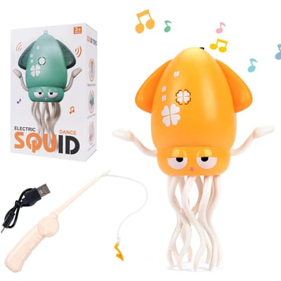 Dansende Calamari Kinderen Elektronisch Huisdier Speelgoed Inductie Plat Liggen Calamari met Licht & Muziek Interactief Ontwikkelingsspeelgoed Buiktijd Cadeaus