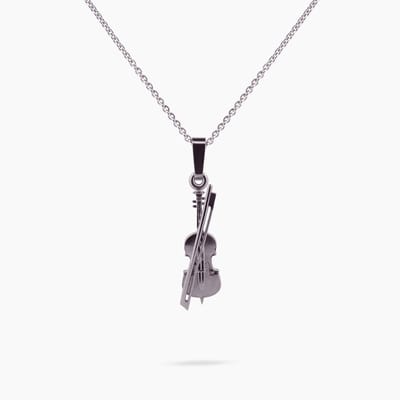 Pinchme Charms - Viool bedel met strijkstok  – Speel met gevoel, draag met trots - Echt zilver - Handgemaakt in Nederland - Luxe cadeauverpakking - Ketting Sieraden