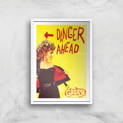 Grease Danger Road Giclee Art Print - A4 - White Frame