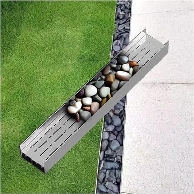 Roestvrijstalen Afvoer - Waterafvoer Kanaal - Buitenruimte Drainage - Slank Ontwerp - 100 cm Lengte - Zilverkleurig