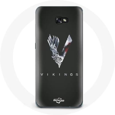 Case voor Samsung Galaxy A3 2016 Vikings Series Seizoen 6 logo V Zwaard Grijs Zwarte Achtergrond
