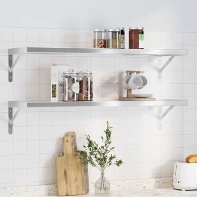 vidaXL - Wandschappen - 2 - st - 100x30 - cm - roestvrijstaal - zilverkleurig