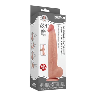 LoveToy - Sliding Skin Dildo 34 cm - Nude
