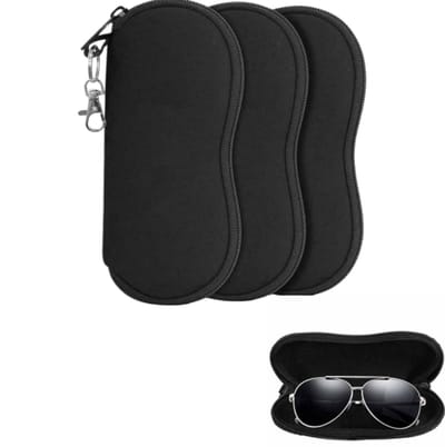 Brillenetui - Opbergtas voor brillen - Met ritssluiting - Stijlvol en eenvoudig - Zonnebrillentas - Draagbaar - Unisex - Set van 3 - Zwart