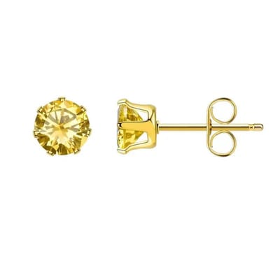 Aramat Jewels | Oorbellen | Gele Zirkonia Oorbellen | Goudkleur / 3 mm | | | Staal | Kinderen, Volwassenen | Verkleurd niet