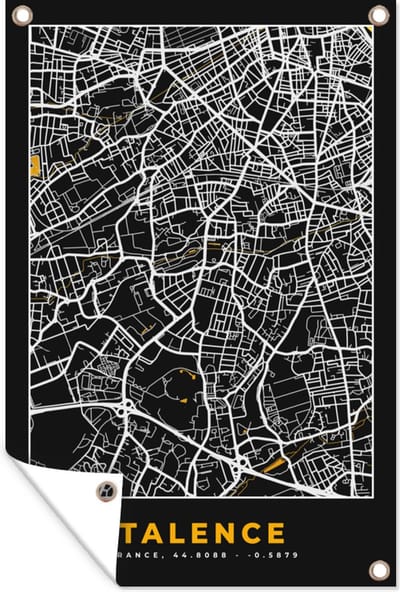 Muurdecoratie Talence - Plattegrond – Kaart – Frankrijk – Stadskaart - 120x180 cm - Tuinposter - Tuindoek