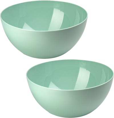 Plasticforte Serveerschaal/saladeschaal - 2x stuks - D28 x H14 cm - kunststof - mintgroen
