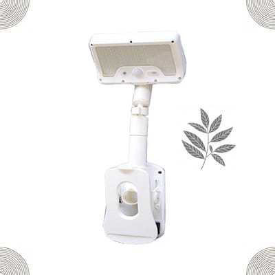KZQ Op zonne-energie werkende cliplamp voor buiten – 92 LED's met bewegingssensor, LED-veiligheidslamp (600 lumen, 3 helderheidsniveaus),ideaal voor terrassen, veranda's, tenten, campings en luifels van campers (wit – inclusief afstandsbediening).