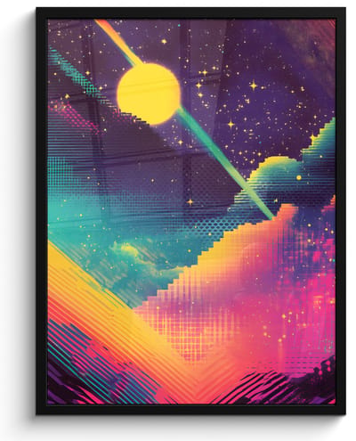Poster in lijst - Fotolijst 50x70 cm - Posters - Sterren - Bergen - Kleurrijk - Posterlijst zwart - Decoratie - Wanddecoratie woonkamer - Muurdecoratie slaapkamer