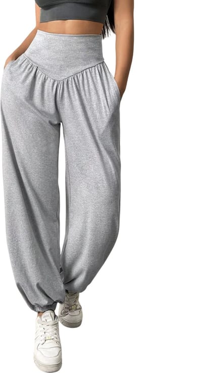 Hoge Taille Dames Legging – Lantaarnbroek Sportlegging met Manchetten, Ademend Fitness Legging, Dansbroek, Yoga Legging, Gym & Fitness Jeggings voor Vrouwen - Grijs - Maat S