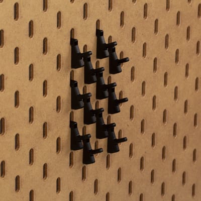 12x Naaispoelhouder - Enkelvoudig - Past op IKEA Skadis pegboards - Zwart - Verticaal design - Set
