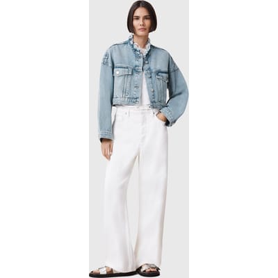 AllSaints Sonny Crop Jacket Light Indigo Taglia: 8 | Giacche di jeans Outlet | Donna | Blu