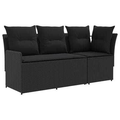 vidaXL - 2 - st - Tuinstoel - met - Armleuning - en - Hoekbank - PE - Riet - Zwart