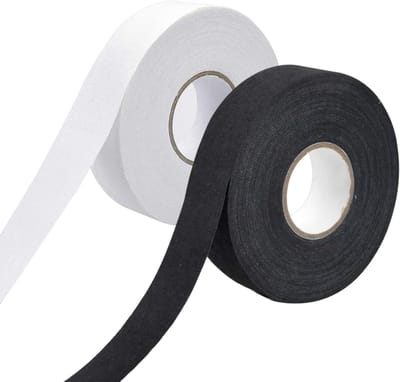2 Rollen zelfklevende hockeytape 25 m x 25 mm, antislip grip voor ijshockey, tennis en badminton, zwart-wit