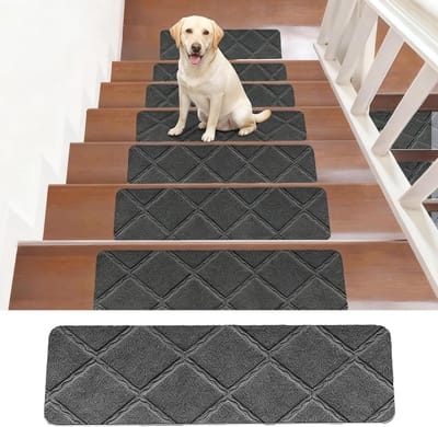 Zelfklevende Trapmatten - Binnen- en Buitentrapmatten - 55 x 19 cm - Antislip - Herbruikbaar - Bescherming voor Huisdieren, Senioren en Kinderen (Donkergrijs)